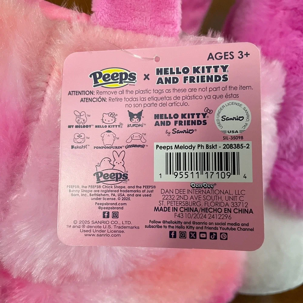 NEW Peeps My Melody Plush Easter Basket Hello Kitty & Friends Pink Bunny NWT‎
